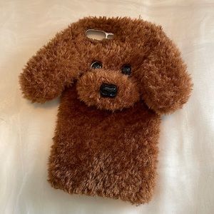 UnnFiko Super Cute Teddy Dog Fluffy Fur Case Compatible with iPhone 7 Plus